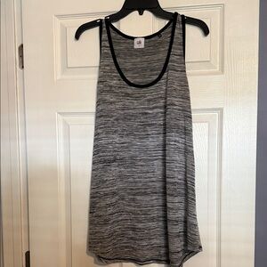 CAbi Heather Gray and Black Trim Top